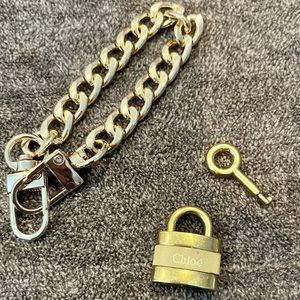 Chloe Cream and Gold Bracelet with Lock and Key
